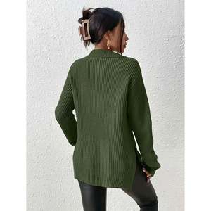 Women's Zip-Front <b>Mock</b> <b>Neck</b> Knit Sweater-Slim Fit Breathable & Warm Summer <b>Top</b> - Product Image 4