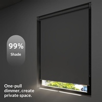 Persianas Enrollables Motorizadas Inteligentes Tuya Zigbee, 100% Opacas, Doble Capa, Eléctricas, Integradas, de Bambú, Poliéster Liso, para Ventana Francesa