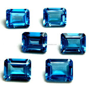 หินเจียรเพชรสวิสสีฟ้าธรรมชาติ,มรกตตัดบุษราคัมพลอยเหลี่ยมเพชรพลอยคุณภาพสูง - Product Image 2