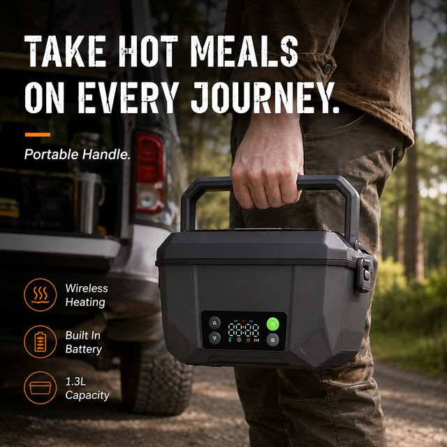 Portable USB Rechargeable Cordless Electric Lunch Box Powered Automatic Heating Food Warmer Lunch Box for Without Adapter