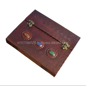 Three Different Precious Stone Flap Hardcover With Double Brass C-Lock Genuine Leather Embossed Journal <b>Large</b> Use In <b>Photo</b> <b>Album</b> - Product Image 6