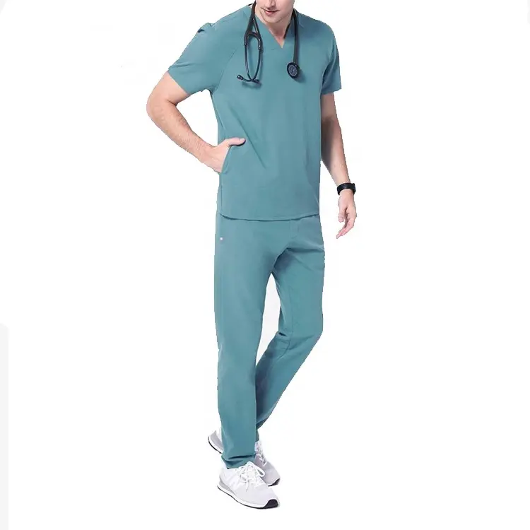 Sıcak satış doktorlar erkek Jogger hemşirelik scuniform üniforma setleri tıbbi scwholesale toptan erkekler hastane üniforması gömlek ve pantolon
