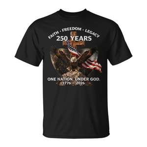 T-Shirt Promozionale USA 250 Faith Freedom Legacy 1776 2026 - Product Image 1