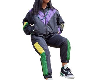 <b>Women</b> Nylon Tracksuit Two Piece Set High Waist <b>Windbreaker</b> Jogger Pants Long Sleeve High Waist Sweat Suit - Product Image 2