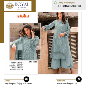 Nueva Georgette pesada de lanzamiento de buena calidad con trabajo bordado colección de trajes paquistaníes a la venta - Product Image 6