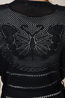 Cárdigan Largo de Punto para Mujer, Manga Corta, Cuello en V, Estilo Envolvente y con Lazos, Color Sólido, Estilo Minimalista, Antipilling, Ropa Casual