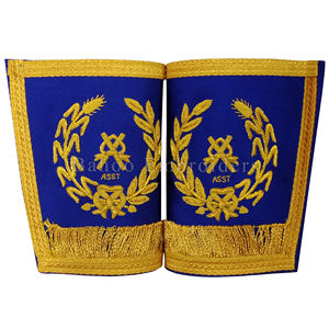 GANTELETS MAÇONNIQUES REGALIA CRAFT GRAND RANK POUR SECRÉTAIRE-COUPE DORÉE JOLIEMENT BRODÉE À LA MAIN SUR LES BORDS - Product Image 2