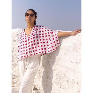 Floral Denim 2-Piece Short Set <b>Cherry</b> Blossom Poncho <b>Top</b> and Pants - Product Image 4