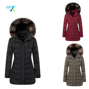 Chaqueta Larga Acolchada de Invierno para Mujer, Tejida, Impermeable, Transpirable, con Capucha Desmontable - Product Image 1