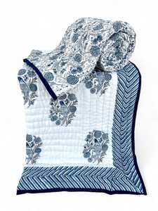 Handcrafted 100% Cotton Reversible Queen Size <b>Bed</b> <b>Quilt</b> Hand Block Printed Traditional Comfortable Lightweight Winter Cover - Product Image 2