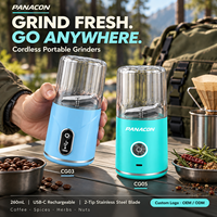 Penggiling Biji Kopi Elektrik Genggam Tanpa Kabel, Dapat Diisi Ulang USB-C, Portabel, Penggiling Rempah Kering untuk Biji-bijian, Herbal, Bumbu