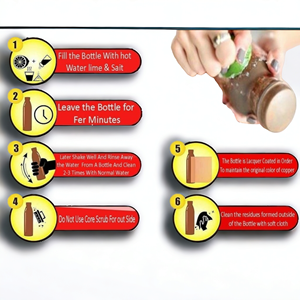 Botella ergonómica de estilo vintage de cobre puro de 900ml, acabado mate, almacenamiento a prueba de fugas para beber directamente personalizable al por mayor - Product Image 4