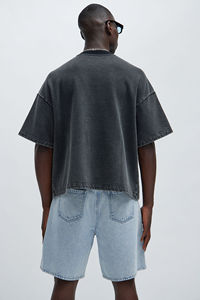 Camiseta de Alta Calidad con Lavado Ácido Personalizado, 100% Algodón, Estilo Vintage, Cuello Redondo, Estilo Urbano, 300g, Transpirable, para Hombre - Product Image 5