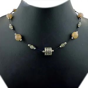 Women's Daily Wear Gold Plated <b>Beaded</b> <b>Necklace</b> Geometric-shaped Quartz Agate Opal and Jade with Geometric Pattern for Gifts - Product Image 2