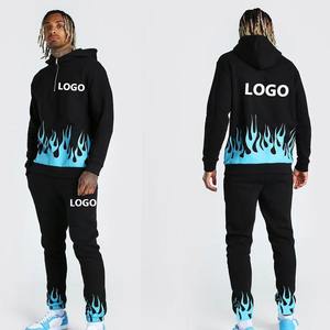 Buena calidad 100% algodón Puff estampado ácido lavado sudaderas con capucha Unisex pantalones de chándal trajes de chándal Sudadera con capucha y conjunto de Jogger - Product Image 4