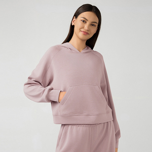 Nueva ropa de mujer forrada con bolsillo de canguro en la cintura delantera, sudaderas de manga larga a prueba de viento, ropa deportiva, sudaderas con capucha de entrenamiento 100% - Product Image 5