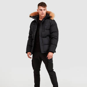 Manteau d'hiver pour hommes Nouveau Parkas décontracté pour hommes Veste à capuche simple de couleur unie Vêtements - Product Image 2