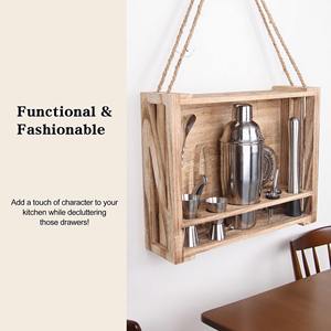 Soporte de Madera con Barra de Metal con Acabado Plateado, Juego de Herramientas para Bares, Clubes, Fiestas de Cócteles y Exhibición Elegante para Entretenimiento - Product Image 3