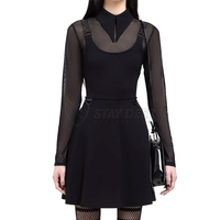 Robe de patineuse gothique pour femmes, robe mini noire punk, esthétique sombre, tenue de mode alternative, emo grunge, tenue de soirée