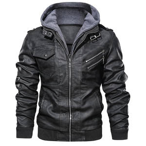 Chaqueta de cuero PU para hombre, chaqueta cálida Popular de talla grande con cremallera, para motocicleta al aire libre - Product Image 4