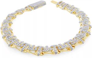 Bracelet à maillons en forme de zigzag de luxe en or rose 10K diamant de laboratoire glacé bijoux au design personnalisé pour hommes - Product Image 5