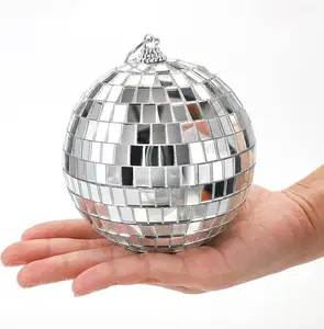 Bola de discoteca colgante para espejo, Bola de discoteca colgante de plata de 1-6 pulgadas con cadena acoplada
