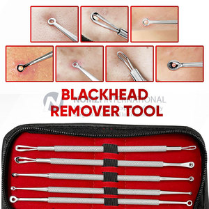Bán buôn chuyên nghiệp thép không gỉ màu đen 5 cái mụn đầu đen nhược điểm Remover mụn extractor công cụ nhựa lỗ chân lông Cleaner - Product Image 4