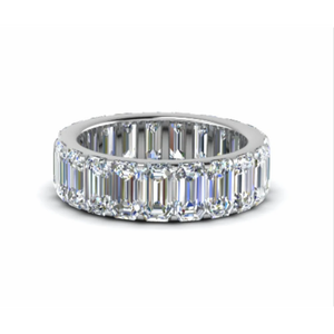 Romántico corte esmeralda diamante eternidad banda oro amarillo joyería fina patrón geométrico rodio chapado en oro puro para compromiso - Product Image 2