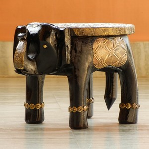 Taburete de elefante de madera y latón hecho a mano para decoración del hogar niños Diwali simpatía o regalo de jubilación - Product Image 2