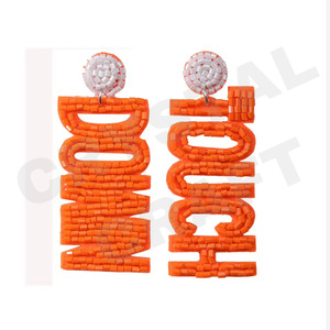 Pendientes de cuentas de Navidad de estilo Vintage para mujer, color naranja, blanco, azul, día conmemorativo patriótico para boda - Product Image 2