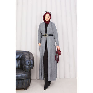 <span class=keywords><strong>Cardigan</strong></span> in Maglia con Collo <span class=keywords><strong>a</strong></span> Scialle e Treccia Grigia Casual per la Stagione Autunnale - Product Image 3