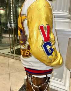 Vestes unisexe à logo personnalisé de haute qualité 100% coton polyester décontracté Baseball Varsity Coat Silicone Gel Patchwork Hiver - Product Image 3