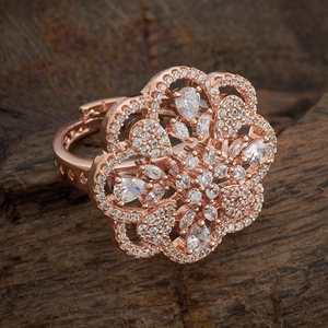 Wedding Fashionable <b>Gold</b>/Rhodium Plated Brass <b>Ring</b> with Micro Pave & Invisible Setting - Product Image 2
