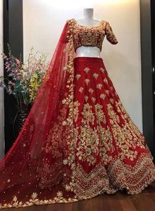 ชุดเจ้าสาว KOTI & LEHENGA สุดทึ่ง,ประดับด้วยลูกปัดแก้วคริสตัลหิน & DABKA สำหรับงานแต่งงาน @ 2022 - Product Image 2