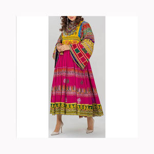 Vestido de retazos con patrón tribal para mujer, elegante Salwar Kameez, diseño de cuello bordado, vestido de lujo de Halloween Afghani en línea - Product Image 4