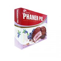 OEM/ODM Biscuits sucrés pour enfants PHANER PIE saveur myrtille, doux, enrobés de chocolat, fourrés à la guimauve, vente en gros en vrac, boîte