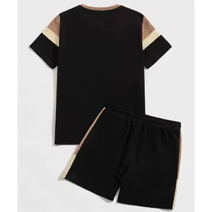 Ensemble court en tricot deux pièces unisexe personnalisé avec logo, deux tons, vente en gros, vêtements pour hommes grande taille - Product Image 4