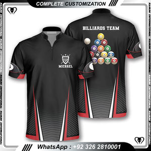 Personalizado para hombre jersey de billar de manga corta para hombre quater zip sublimación impresión Ropa Camisetas - Product Image 4
