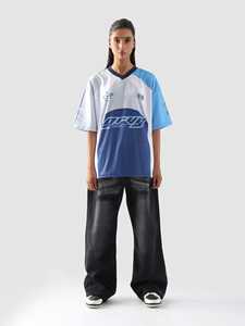 Camiseta de baloncesto Unisex personalizada camiseta cuadrada de gran tamaño gráfico cuello en V Retro malla transpirable Casual sublimación estampado Y2K fútbol - Product Image 4