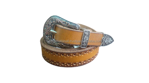 Fancy Buckle-Cinturón de cuero con hebilla occidental para hombre, cinturón informal, hecho a mano - Product Image 3