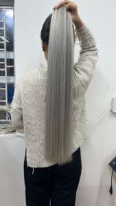 60 Ash Color 100 Grammes 100% Extensions de cheveux brésiliens vierges Cuticule alignée Lisse-Couleur de cheveux naturelle en gros pour Noël - Product Image 2