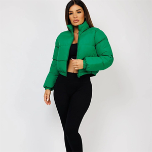 Wholesale women's stand collar pocket puffer <b>jacket</b> Zipper Closer down <b>jacket</b> short puff bubble winter women's Outdoor <b>jacket</b> - Product Image 3