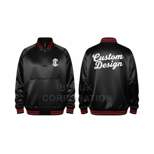 Chaqueta Varsity de Poliéster Satinado Tejido Ecológico Personalizada, Etiqueta Privada OEM, Ropa Urbana Unisex - Product Image 1