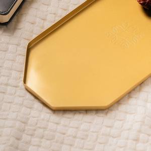 Plateau de service en métal octogonal doré de luxe, plaque décorative minimaliste pour la décoration de la maison, hôtel, restaurant, table basse, utilisation de la coiffeuse - Product Image 6