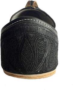 Men's Lightweight <b>Khussa</b> <b>Shoes</b> Traditional Punjabi Fashion Wear for Weddings Handmade Black Mesh Lining for Winter - Product Image 3