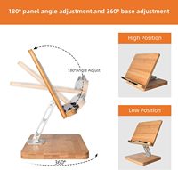 Support de livre rotatif à 360° pour la lecture, Wishacc Mangowood, support de livre de cuisine, hauteur et angle réglables, en alliage d'aluminium, pliable