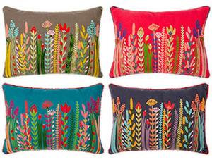 Handmade 18X18 Ấn Độ Trừu Tượng Hoa Thiết Kế Suzani Thêu Pom Pom Ren Ném Gối Bìa Thêu Đệm Trường Hợp Nhà - Product Image 2