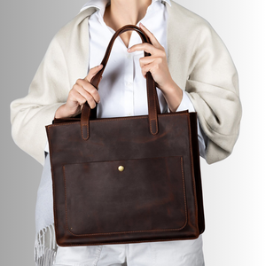 Premium Multifunction Genuine Leather <b>Tote</b> <b>Bag</b> <b>Women</b> Spacious Interior Soft Water Resistant Zipper Durable Shoulder Strap - Product Image 6