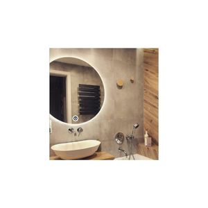 Specchio da bagno rotondo a LED bianco sabbiato con pulsante Touch da 60 cm