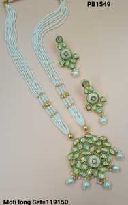 Ensemble de collier pendentif Mala Long Goutte et Kundan Motipearl traditionnel de fantaisie indienne - Product Image 3